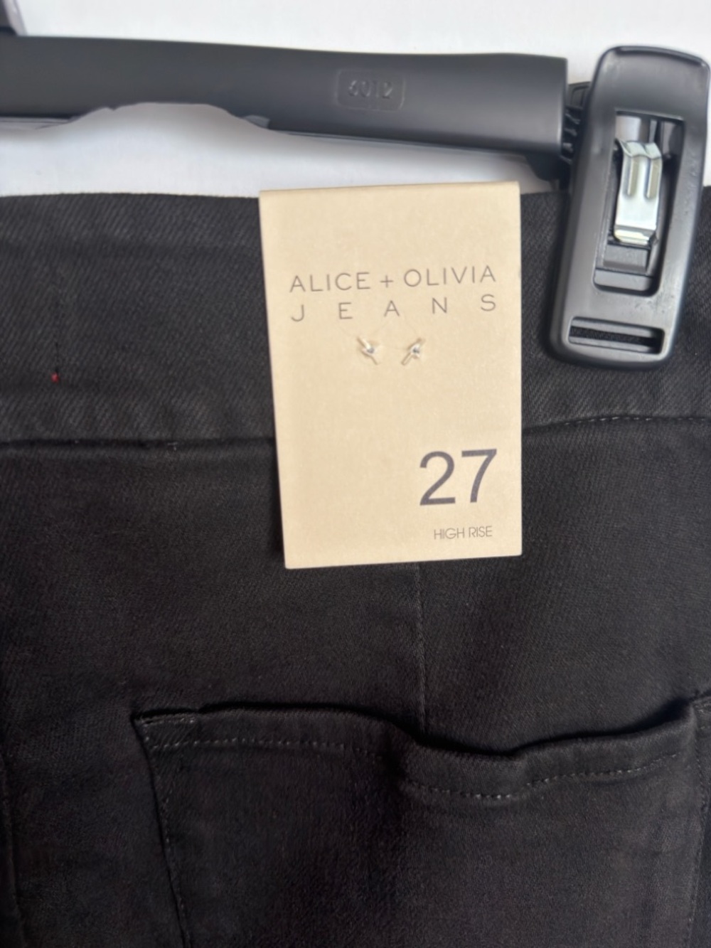 Alice + Olivia Jane High Rise Trouser Jeans Black Flare Size 27 - Picture 3 of 8